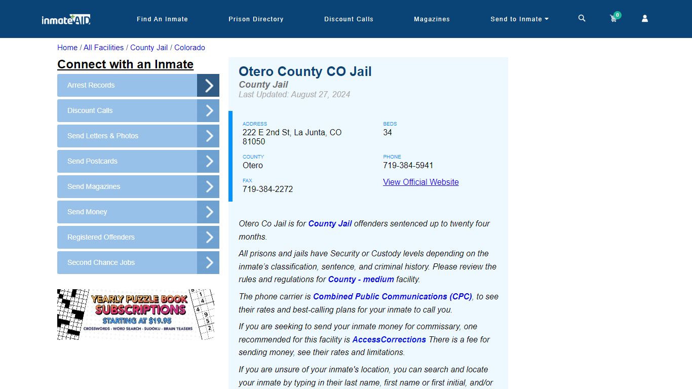 Otero County CO Jail - Inmate Locator