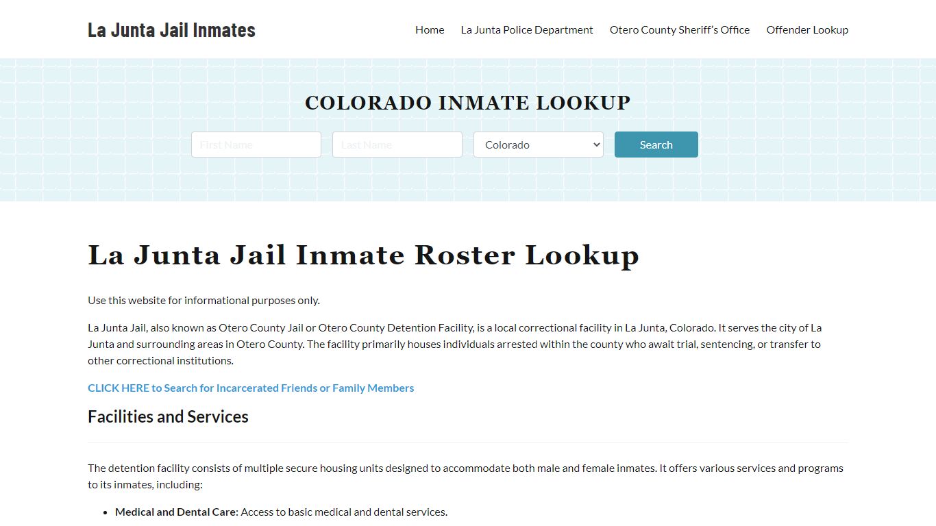 La Junta Jail Inmate Roster, Otero County, CO, Offender Search