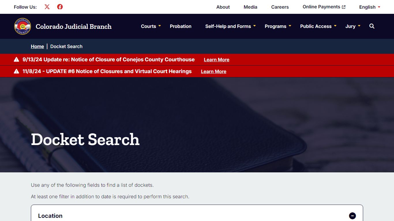 Docket Search | Colorado Judicial Branch